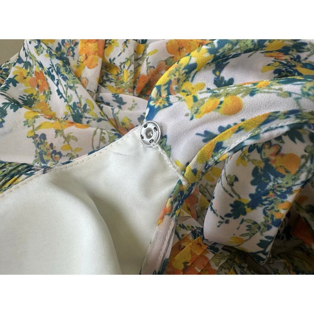 Sachin & Babi Floral Pleated Bow Back Midi Dress Size 6 Wedding Guest - Picture 8 of 12